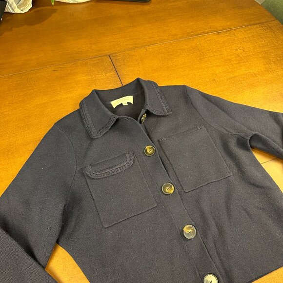 Sezane Betty Cardigan in Navy Blue with Crochet, size XS - Picture 3 of 7